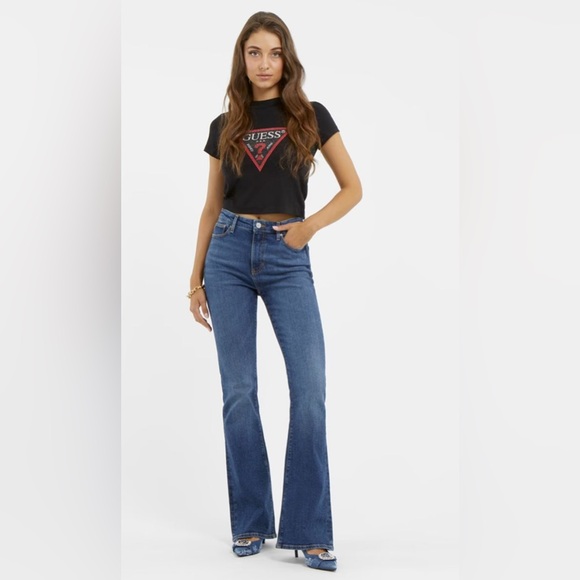 Guess Mid-Rise, Flare Blue Women's Jeans. New without tags - Picture 2 of 7